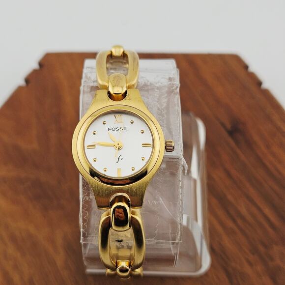 Fossil Womens Gold Tone Watch Minimalist Contemporary Open Chunky Chain ES-9078 - Picture 1 of 7